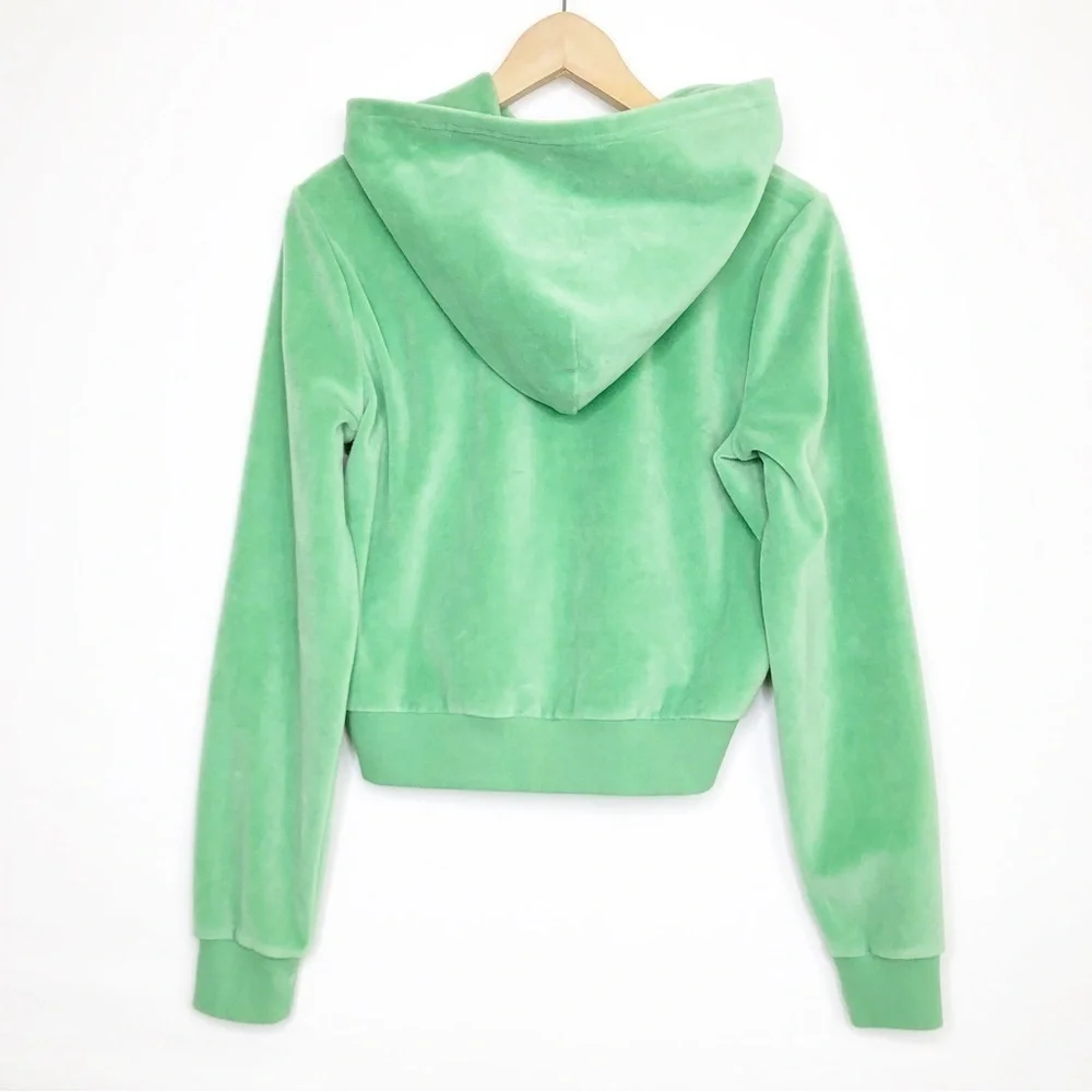TNA Green velour zip front hoodie